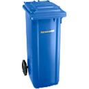 Verrijdbare afvalbak GMT eXtra, inhoud 120 l, EN 840-1, voorbereid voor friteshouder, met trekgreep, polyetheen, B 505 x D 555 x H 1105 mm, blauw