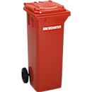 Verrijdbare afvalbak GMT eXtra, volume 120 l, EN 840-1, voorbereid voor friteshouder, met trekgreep, polyetheen, B 505 x D 555 x H 1105 mm, rood