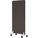 Verrijdbare akoestische scheidingswand Flex op wielen, 40 mm dik, B 1000 x H 1800 mm, donkergrijs