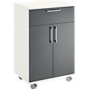 Verrijdbare cateringkast met draaideuren, B 650 x D 480 x H 1000 mm, wit/grafiet
