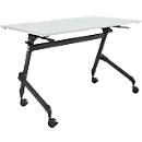Verrijdbare klaptafel - vierkant stalen frame - L 1200 x D 600 x H 720 mm - lichtgrijs - zwarte poten - ons merk Schäfer Shop Select