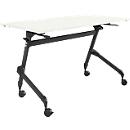 Verrijdbare klaptafel - vierkant stalen frame - L 1200 x D 600 x H 720 mm - wit - zwarte poten - ons merk Schäfer Shop Select