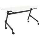 Verrijdbare klaptafel - vierkant stalen frame - L 1400 x D 600 x H 720 mm - wit - zwarte poten - ons merk Schäfer Shop Select