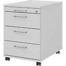 Verrijdbare lade 1233 Breno, 3 laden &amp; 1 lade voor keukengerei, afsluitbaar, B 428 x D 580 x H 590 mm, lichtgrijs