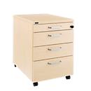 Verrijdbare lade BEXXSTAR, 1 afsluitbare lade voor keukengerei &amp; 3 laden , B 430 x D 800 x H 600 mm, ahorn decor