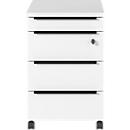 Verrijdbare lade Porto, 4 laden incl. opbergvak en 1 afsluitbare lade, B 420 x D 600 x H 630 mm, wit