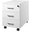 Verrijdbare ladeblok 333 - 3 laden - plaatstaal met poedercoating - B 420 x D 600 x H 570 mm - wit – ons merk Schäfer Shop Pure