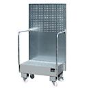 Verrijdbare lekbak LPW 60-2, met geperforeerde plaatwand, van staal, capaciteit 2 x 60 liter vat, grijs