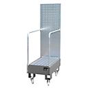 Verrijdbare lekbak LPW 60-3, met geperforeerde plaatwand, van staal, capaciteit 2 x 60 liter vat, grijs