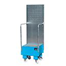 Verrijdbare lekbak met geperforeerde plaatwand, van staal, capaciteit 1 x 60 liter vat, blauw