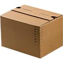 Verzenddozen, automatische bodem &amp; hersluitbaar klepdeksel, tot 20 kg, binnenafmetingen L 270 x B 140 x H 130 mm, golfkarton, bruin, 50 stuks