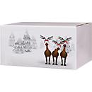 Verzenddozen Rendieren in de sneeuw - L 406 x B 306 x H 210 mm - wit en bruin - 20 stuks