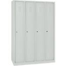 Vestiaire à 4 compartiments, sur socle, L 1170 x P 300 x H 1800 mm, serrure à cylindre, gris clair