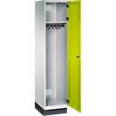 Vestiaire C+P Cambio, 1 compartiment, avec socle, L 400 x P 525 x H 1980 mm, gris clair/vert clown