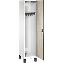 Vestiaire C+P Cambio, 1 compartiment, sur pieds, L 400 x P 525 x H 1980 mm, blanc trafic/décor frêne wengé