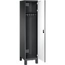 Vestiaire C+P Cambio, 1 compartiment, sur pieds, L 400 x P 525 x H 1980 mm, gris noir/blanc