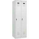 Vestiaire C+P Evolo Plus, 2 compartiments, charnières à droite, fermeture à loquet rotatif, L 600 x P 500 x H 1850 mm, gris clair/gris clair