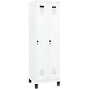 Vestiaire C+P Evolo Plus, 2 compartiments, largeur 300 mm, avec pieds, verrou rotatif de sécurité, L 600 x P 500 x H 1950 mm, blanc signalisation/blanc trafic