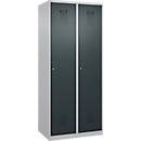 Vestiaire C+P Evolo Plus, 2 compartiments, largeur 400 mm, serrure à cylindre, butée soft, L 800 x P 500 x H 1850 mm, aluminium blanc/gris anthracite