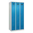 Vestiaire C+P Evolo Plus, 3 compartiments, charnières à droite, serrure à cylindre, L 900 x P 500 x H 1850 mm, gris clair/bleu clair