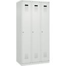 Vestiaire C+P Evolo Plus, 3 compartiments, charnières à droite, serrure à cylindre, L 900 x P 500 x H 1850 mm, gris clair/gris clair