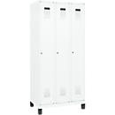 Vestiaire C+P Evolo Plus, 3 compartiments, charnières à droite, serrure à cylindre, L 900 x P 500 x H 1950 mm, blanc signalisation/blanc trafic