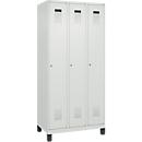 Vestiaire C+P Evolo Plus, 3 compartiments, charnières à droite, serrure à cylindre, L 900 x P 500 x H 1950 mm, gris clair/gris clair
