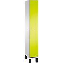 Vestiaire Cambio C+P, 1 compartiment, sur pieds, L 300 x P 525 x H 1980 mm, gris clair/vert clown