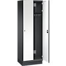 Vestiaire Cambio C+P, 2 compartiments, avec socle, L 600 x P 525 x H 1980 mm, gris noir/blanc