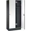 Vestiaire Cambio C+P, 2 compartiments, avec socle, L 800 x P 525 x H 1980 mm, gris noir/blanc