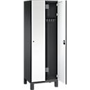 Vestiaire Cambio C+P, 2 compartiments, sur pieds, L 600 x P 525 x H 1980 mm, gris noir/blanc