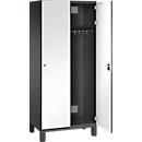 Vestiaire Cambio C+P, 2 compartiments, sur pieds, L 800 x P 525 x H 1980 mm, gris noir/blanc