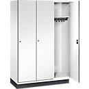 Vestiaire Cambio C+P, 3 compartiments, avec socle, L 1200 x P 525 x H 1980 mm, blanc signalisation/blanc