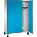 Vestiaire Cambio C+P, 3 compartiments, sur pieds, L 1200 x P 525 x H 1980 mm, gris clair/bleu clair