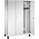 Vestiaire Cambio C+P, 3 compartiments, sur pieds, L 1200 x P 525 x H 1980 mm, gris clair