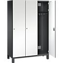 Vestiaire Cambio C+P, 3 compartiments, sur pieds, L 1200 x P 525 x H 1980 mm, gris noir/blanc