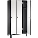 Vestiaire Cambio C+P, 3 compartiments, sur pieds, L 900 x P 525 x H 1980 mm, gris noir/blanc