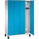 Vestiaire Cambio C+P, 4 compartiments, sur pieds, L 1200 x P 525 x H 1980 mm, gris clair/bleu clair