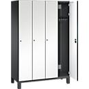 Vestiaire Cambio C+P, 4 compartiments, sur pieds, L 1200 x P 525 x H 1980 mm, gris noir/blanc
