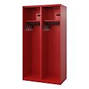 Vestiaire de pompiers C+P Evolo Flexo, 2 compartiments, sans porte-casque, patins de sol, L 1000 x P 500 x H 1850 mm, RAL 3000 rouge feu
