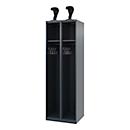 Vestiaire de pompiers C+P Evolo, modèle EXPERT, 2 compartiments, L 600 x P 500 x H 1850 mm, patins de sol, porte-casque, gris anthracite RAL 7016