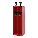 Vestiaire de pompiers C+P Evolo, modèle EXPERT, 2 compartiments, L 600 x P 500 x H 1850 mm, patins de sol, porte-casque, rouge feu RAL 3000
