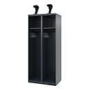 Vestiaire de pompiers C+P Evolo, modèle EXPERT, 2 compartiments, L 800 x P 500 x H 1850 mm, patins de sol, porte-casque, gris anthracite RAL 7016