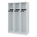 Vestiaire de pompiers C+P Evolo, modèle EXPERT, 3 compartiments, L 1200 x P 500 x H 1850 mm, patins au sol, gris clair RAL 7035