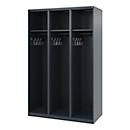 Vestiaire de pompiers C+P Evolo, modèle EXPERT, 3 compartiments, L 1200 x P 500 x H 1850 mm, patins de sol, gris anthracite RAL 7016