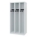 Vestiaire de pompiers C+P Evolo, modèle EXPERT, 3 compartiments, L 900 x P 500 x H 1850 mm, patins au sol, gris clair RAL 7035