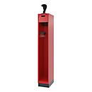 Vestiaire de pompiers C+P Evolo, modèle PRAKTUS, 1 compartiment, H 1950 x L 300 x P 500 mm, socle, rouge feu RAL 3000