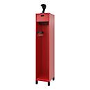Vestiaire de pompiers C+P Evolo, modèle PRAKTUS, 1 compartiment, H 1950 x L 400 x P 500 mm, pieds, rouge feu RAL 3000