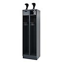 Vestiaire de pompiers C+P Evolo, modèle PRAKTUS, 2 compartiments, H 1950 x L 600 x P 500 mm, socle, gris anthracite RAL 7016
