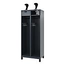 Vestiaire de pompiers C+P Evolo, modèle PRAKTUS, 2 compartiments, H 1950 x L 800 x P 500 mm, pieds, gris anthracite RAL 7016